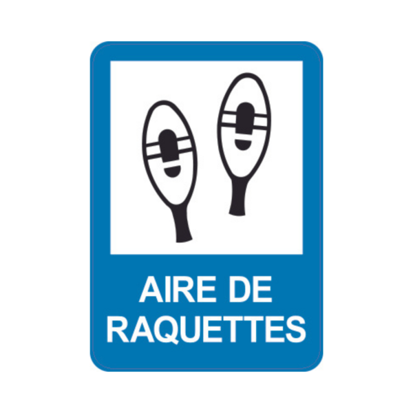 Panneau d'info rectangle Dibon 35x50cm "Aire de raquettes" REC-DIB203